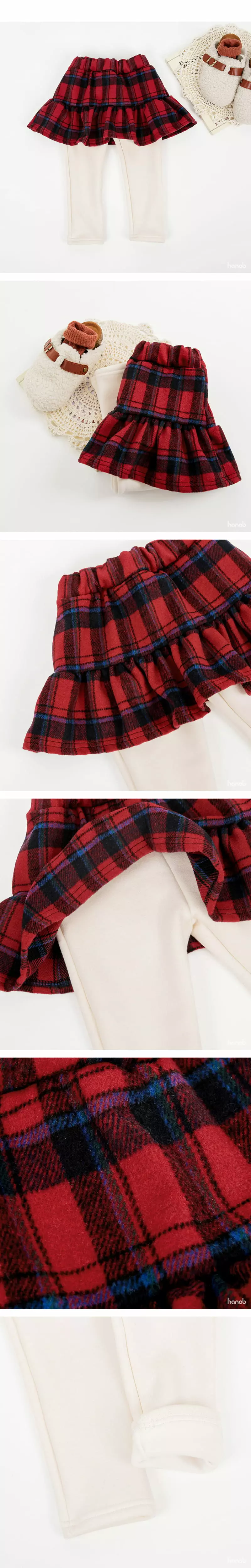 Hanab - Korean Children Fashion - #childrensboutique - Winter Check Skirt Leggings - 3