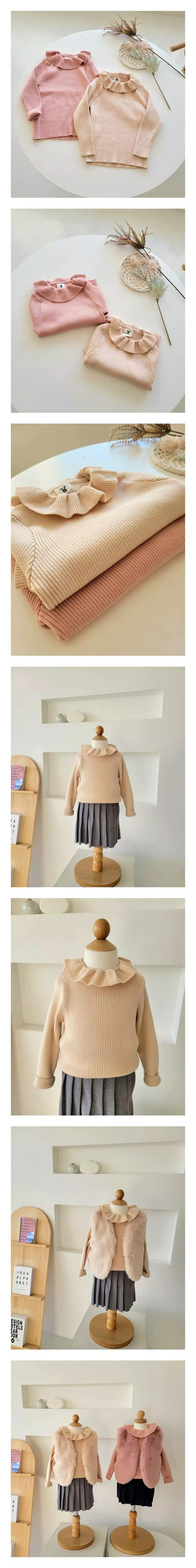 Hanacoco - Korean Children Fashion - #childrensboutique - High Frill Knit Tee