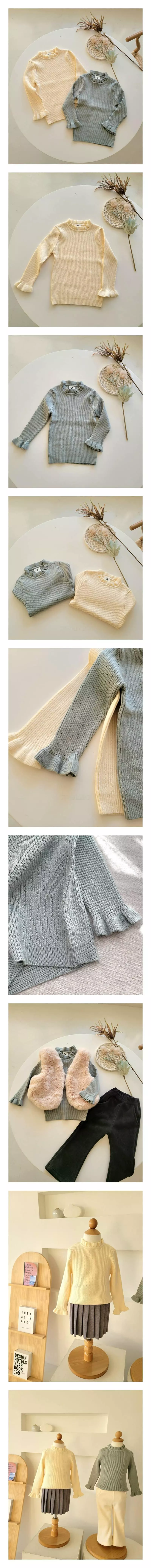 Hanacoco - Korean Children Fashion - #kidsshorts - Rib Frill Knit Tee