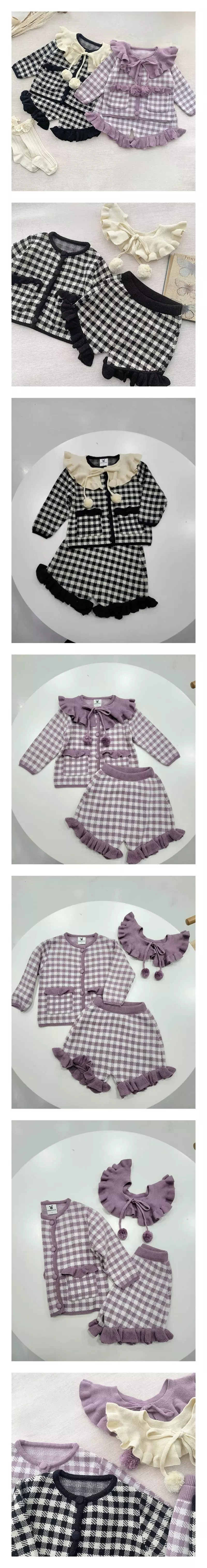 Hanacoco - Korean Children Fashion - #littlefashionista - Check Cardigan Set