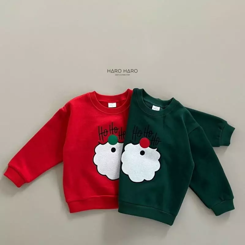 Haro Haro - Korean Children Fashion - #childofig - Hoho Santa Fleece Sweatshirt - 2