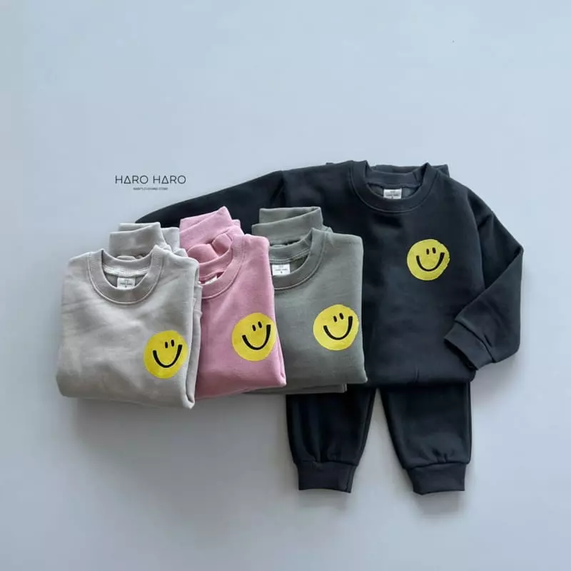 Haro Haro - Korean Children Fashion - #childrensboutique - Smile Fleece Top Bottom Set - 8