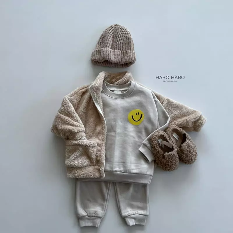 Haro Haro - Korean Children Fashion - #designkidswear - Smile Fleece Top Bottom Set - 9