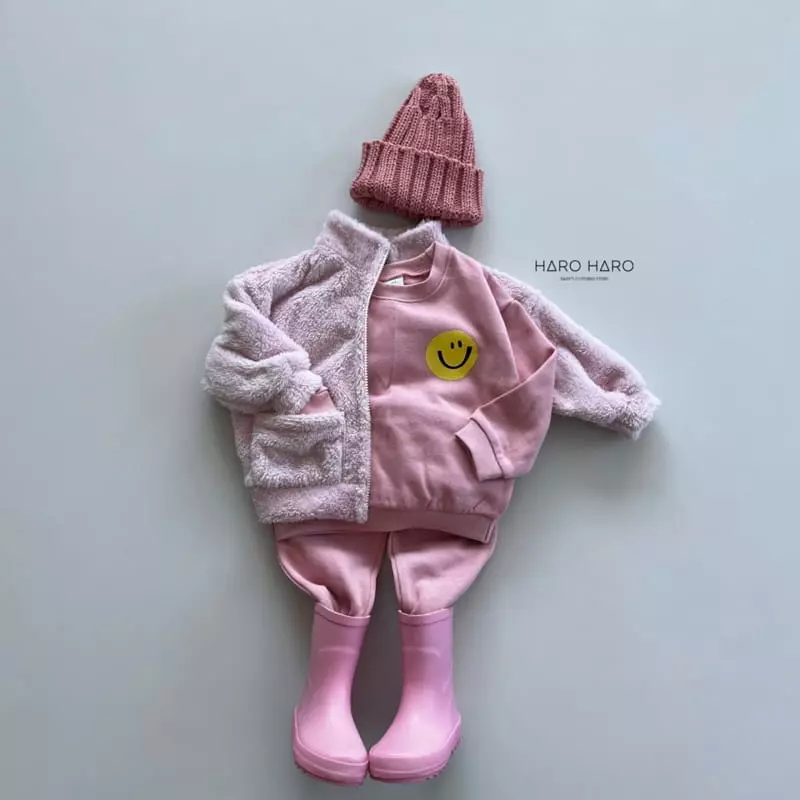 Haro Haro - Korean Children Fashion - #discoveringself - Smile Fleece Top Bottom Set - 10