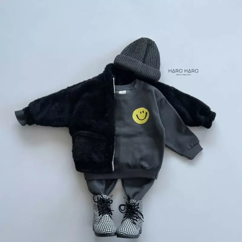 Haro Haro - Korean Children Fashion - #kidsshorts - Smile Fleece Top Bottom Set - 12