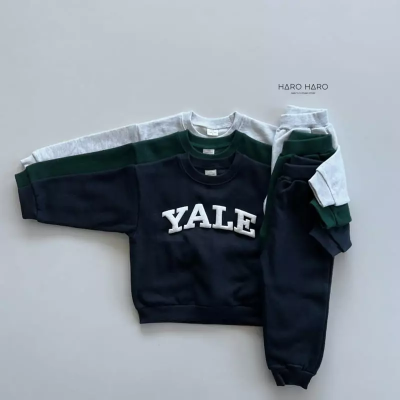 Haro Haro - Korean Children Fashion - #Kfashion4kids - Yale Fleece Top Bottom Set - 4