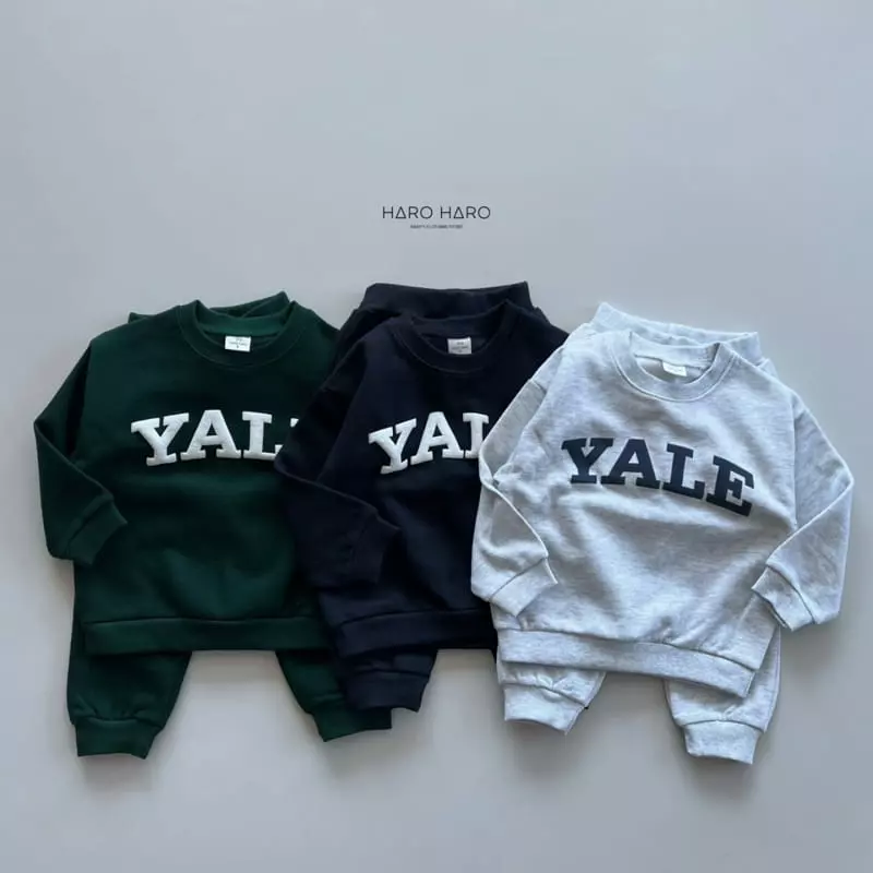 Haro Haro - Korean Children Fashion - #minifashionista - Yale Fleece Top Bottom Set - 6