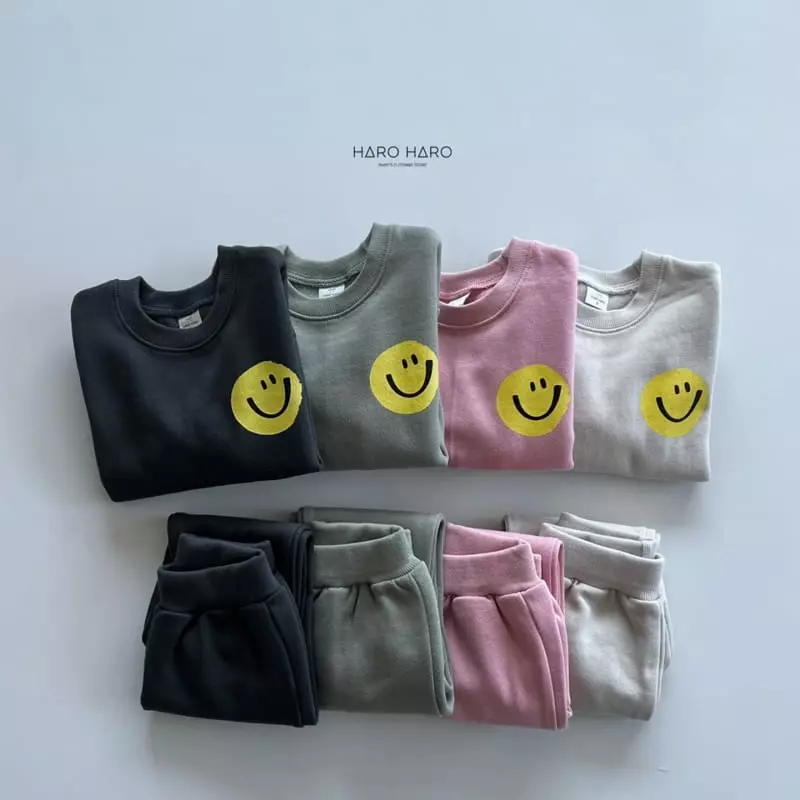 Haro Haro - Korean Children Fashion - #minifashionista - Smile Fleece Top Bottom Set - 2