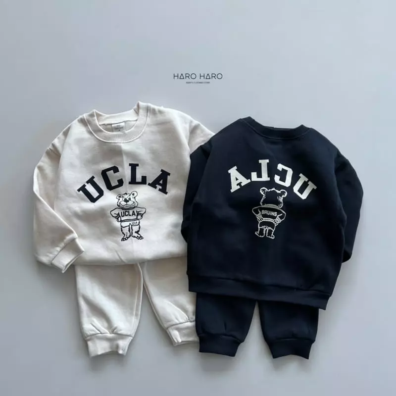 Haro Haro - Korean Children Fashion - #stylishchildhood - Front Back Bear Fleece Top Bottom Set - 9