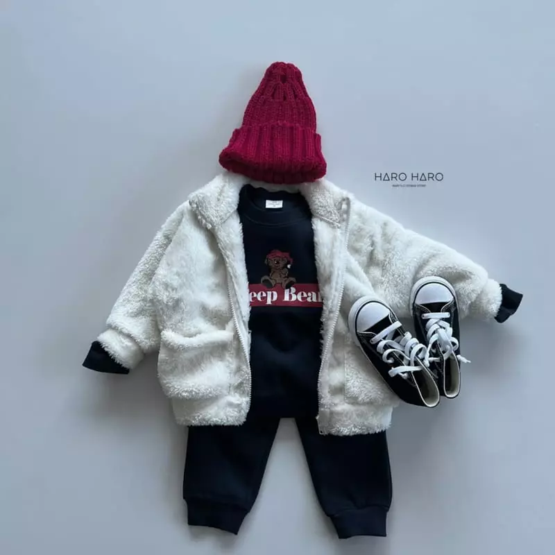 Haro Haro - Korean Children Fashion - #todddlerfashion - Slip Bear Top Bottom Set - 6