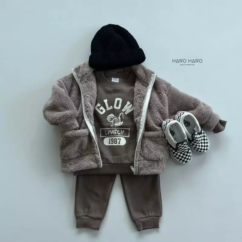 Haro Haro - Korean Children Fashion - #toddlerclothing - Squirrel Fleece Top Bottom Set - 6