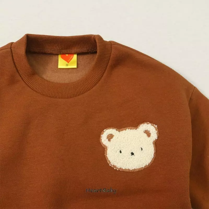 Heart Baby - Korean Children Fashion - #childofig - Bear Embrodiery Top Bottom Set - 9