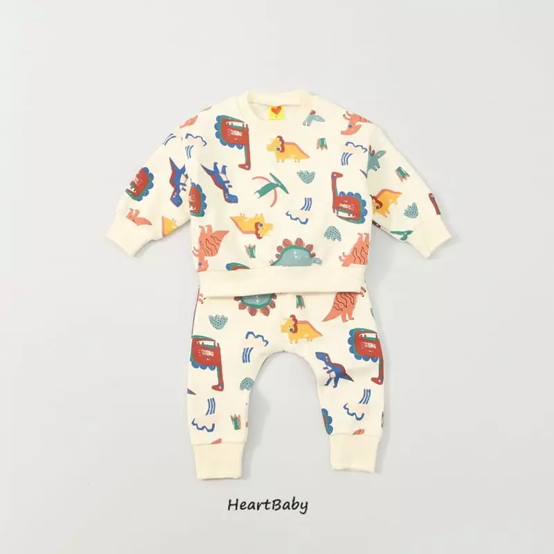 Heart Baby - Korean Children Fashion - #childofig - Dino Top Bottom Set - 8