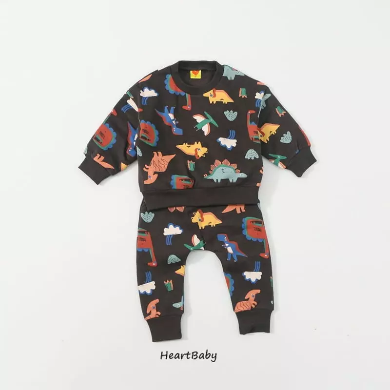 Heart Baby - Korean Children Fashion - #childofig - Dino Top Bottom Set - 9