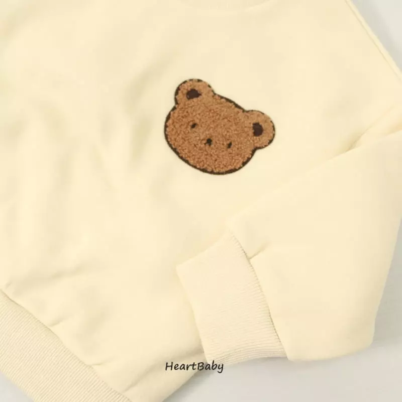 Heart Baby - Korean Children Fashion - #designkidswear - Bear Embrodiery Top Bottom Set - 12