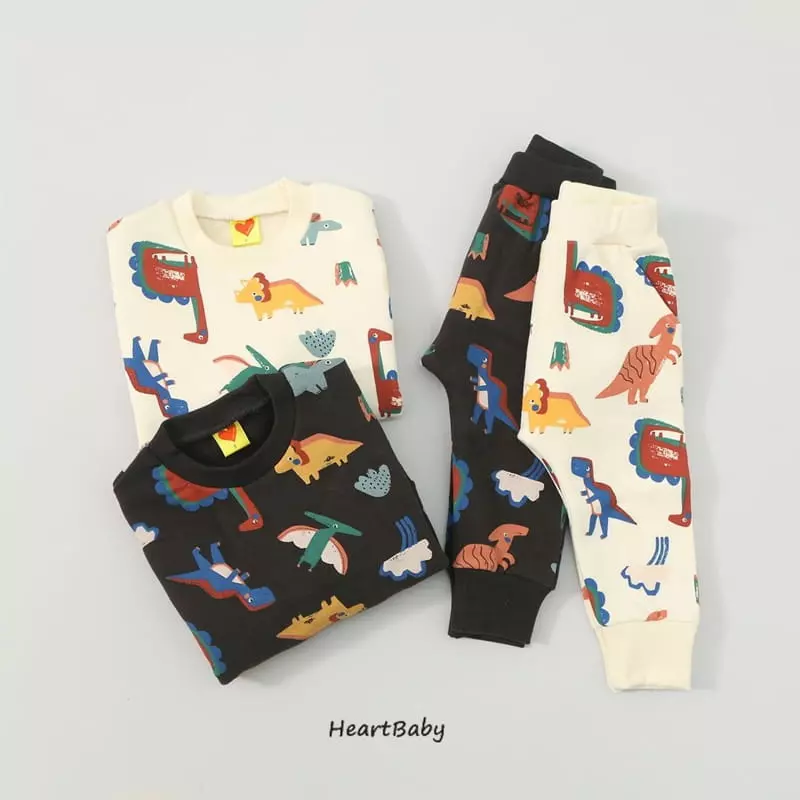 Heart Baby - Korean Children Fashion - #Kfashion4kids - Dino Top Bottom Set - 4