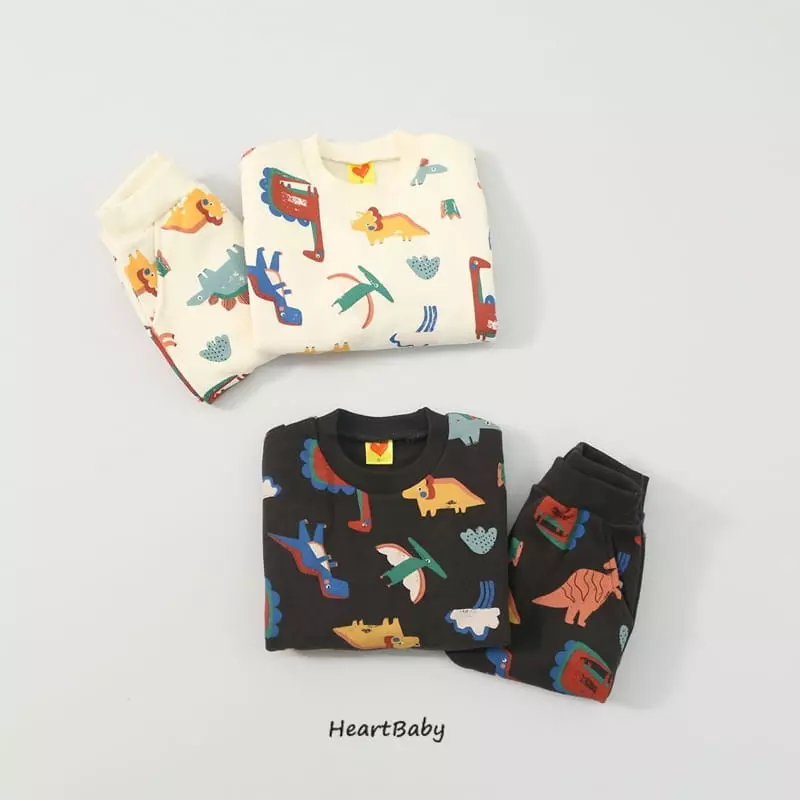 Heart Baby - Korean Children Fashion - #magicofchildhood - Dino Top Bottom Set - 5
