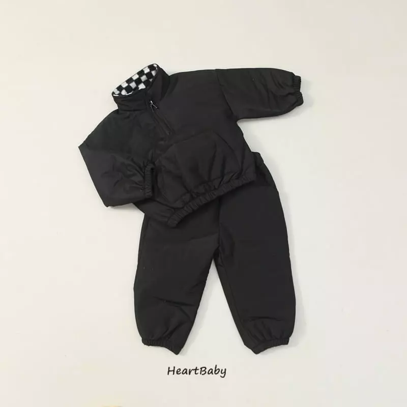 Heart Baby - Korean Children Fashion - #littlefashionista - Check Point Padding Top Bottom Set - 4