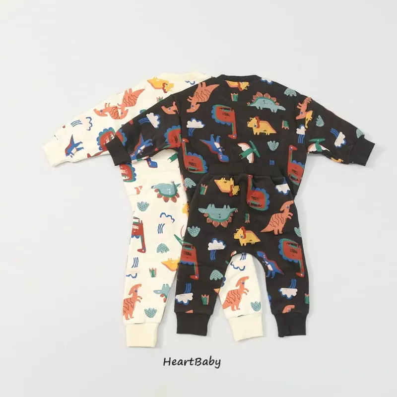 Heart Baby - Korean Children Fashion - #minifashionista - Dino Top Bottom Set - 6