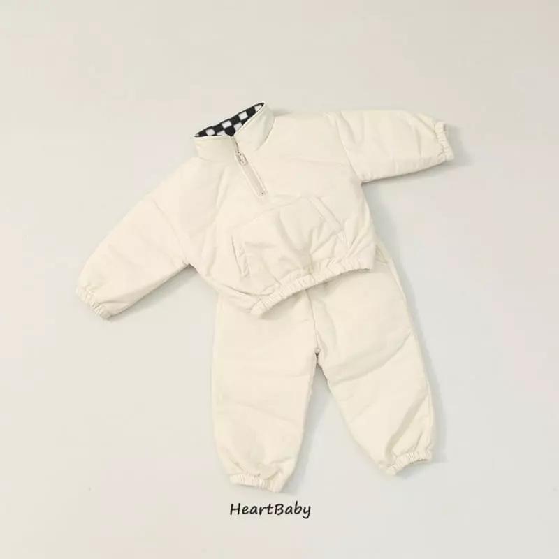 Heart Baby - Korean Children Fashion - #minifashionista - Check Point Padding Top Bottom Set - 5