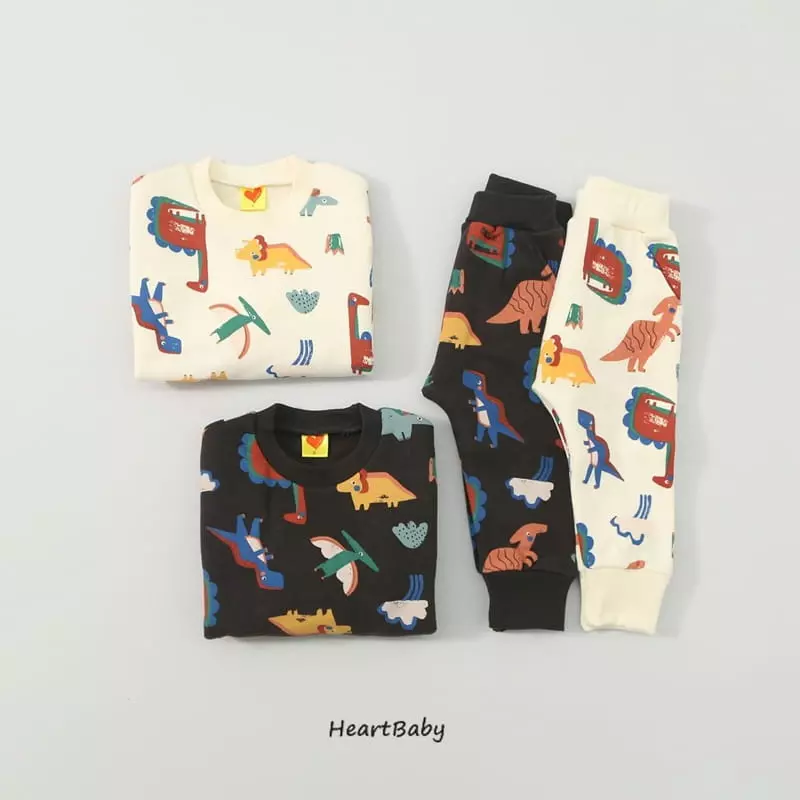 Heart Baby - Korean Children Fashion - #prettylittlegirls - Dino Top Bottom Set - 7