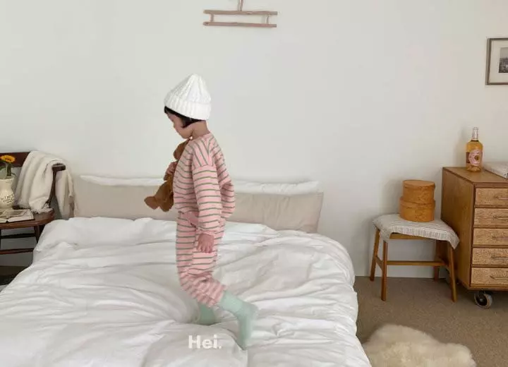 Hei - Korean Children Fashion - #Kfashion4kids - Stripes Top Bottom Set - 11
