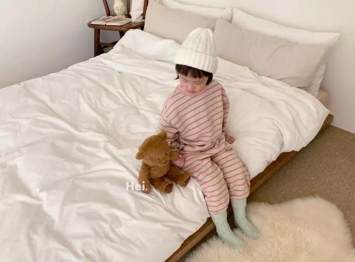 Hei - Korean Children Fashion - #childofig - Stripes Top Bottom Set - 2