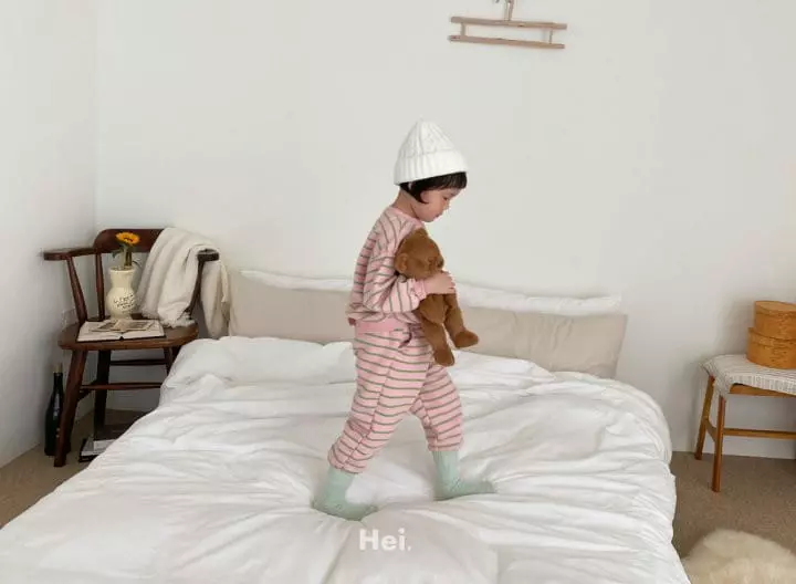 Hei - Korean Children Fashion - #kidsstore - Stripes Top Bottom Set - 9