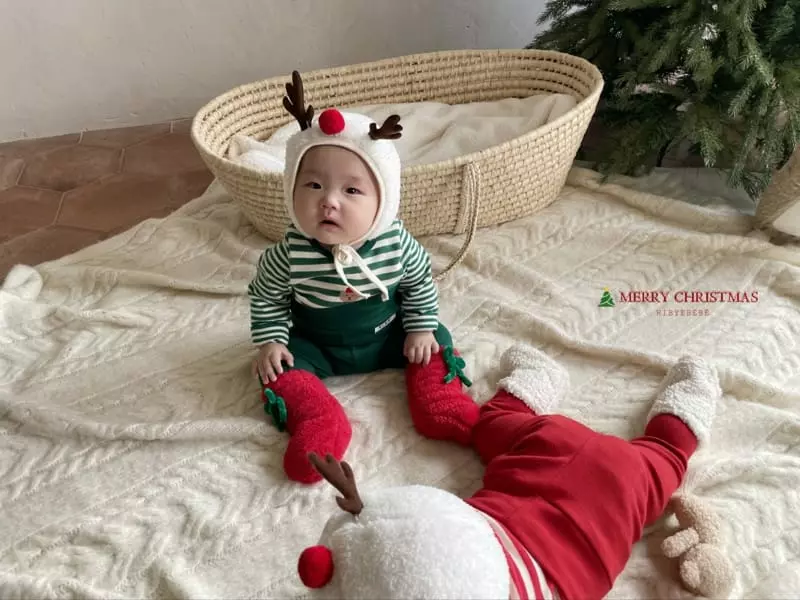 Hi Byebebe - Korean Baby Fashion - #babyoutfit - Santa Stripe Easywear