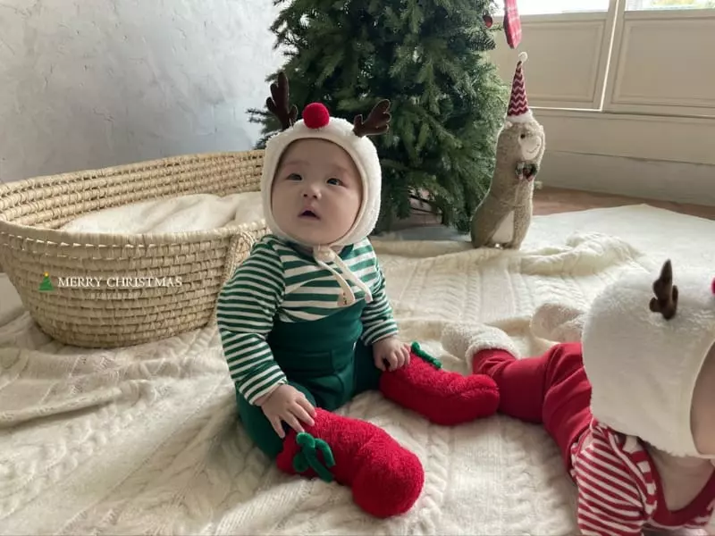 Hi Byebebe - Korean Baby Fashion - #onlinebabyboutique - Santa Stripe Easywear - 3