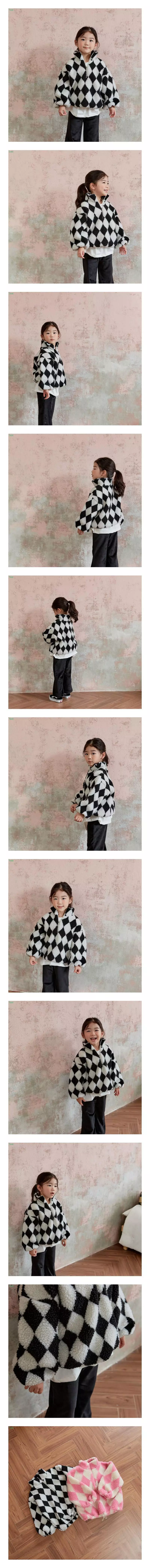 Honeybee - Korean Children Fashion - #Kfashion4kids - Argyle Bookle Zip-up Black