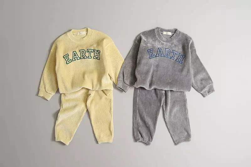 Hyvaa - Korean Children Fashion - #stylishchildhood - Veloure Rib Top Bottom Set - 4