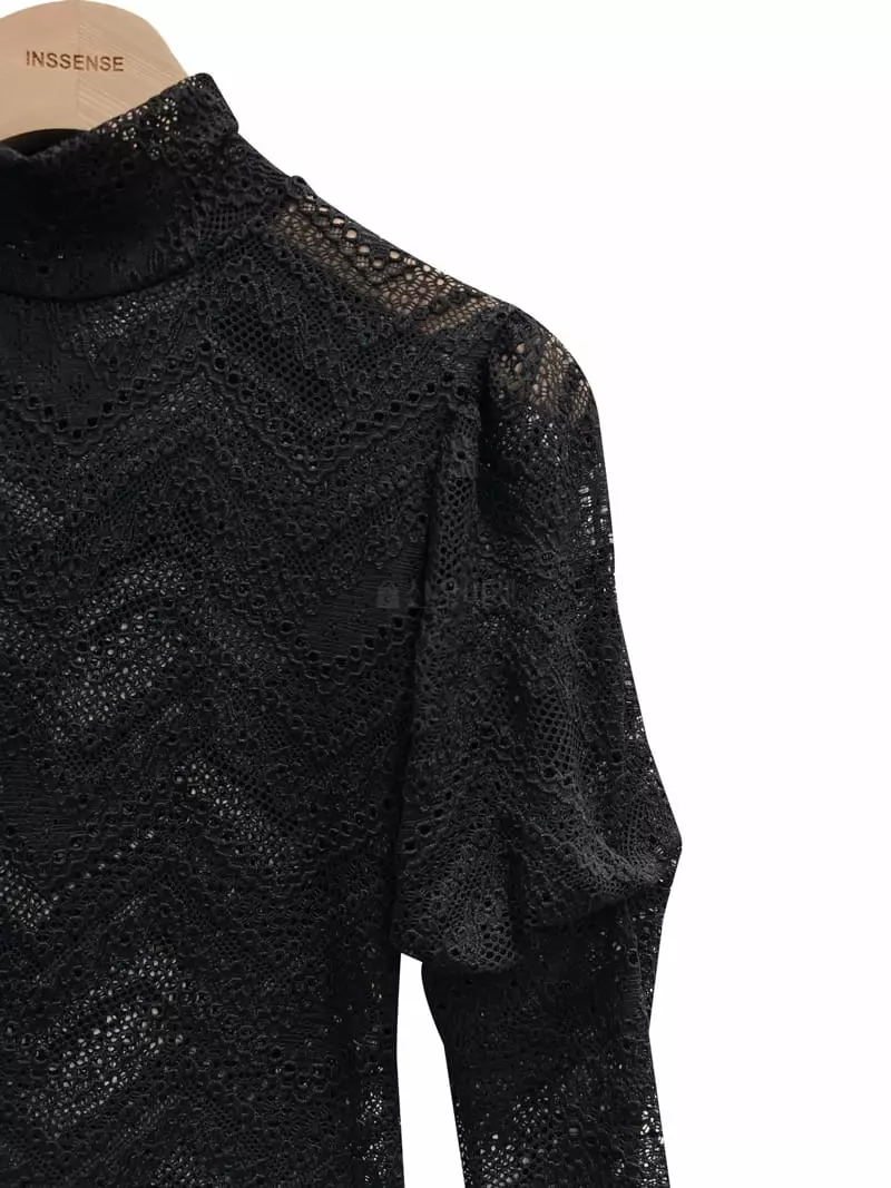 Inssense - Korean Women Fashion - #momslook - Lace Puff Tee - 6