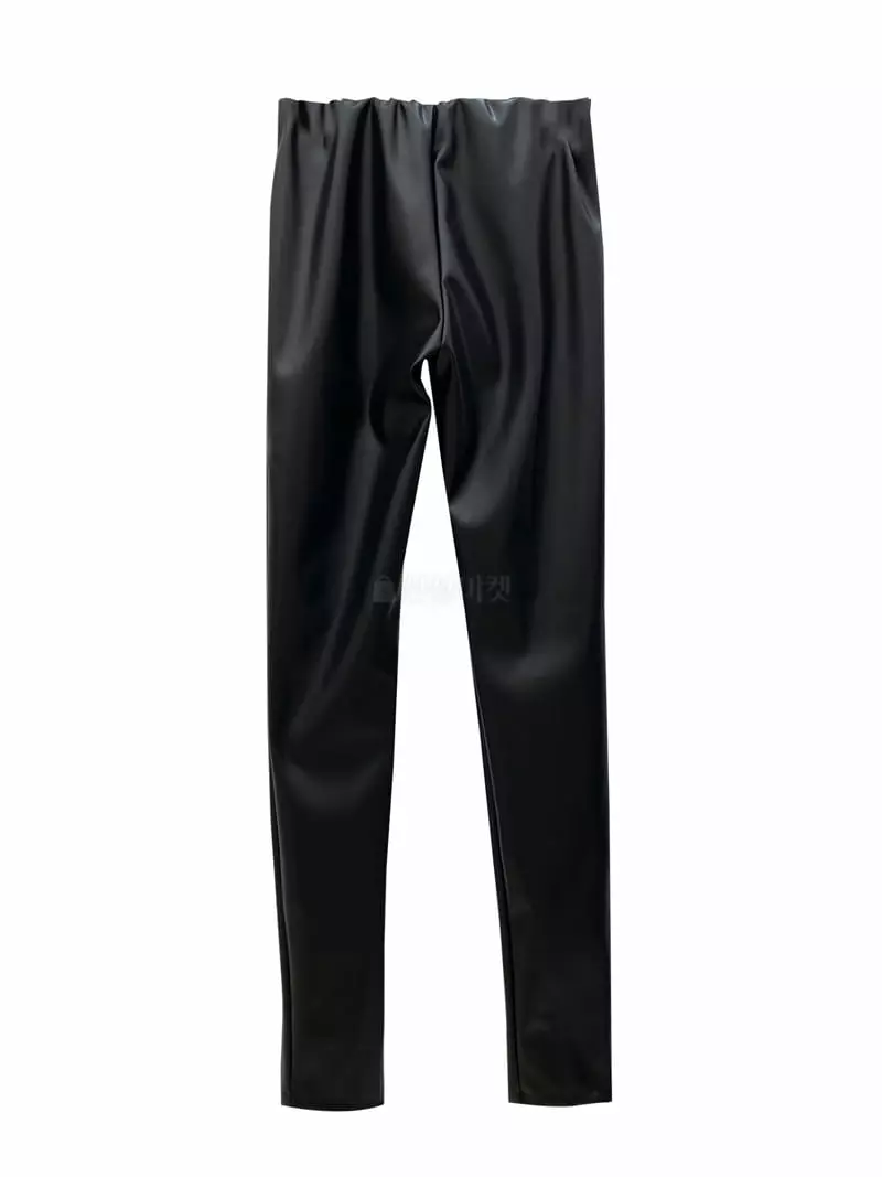 Inssense - Korean Women Fashion - #momslook - Leather Front Leggings - 5