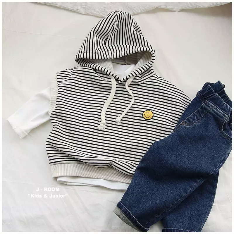 J-Room - Korean Children Fashion - #childrensboutique - Stripes Hoody Vest - 6