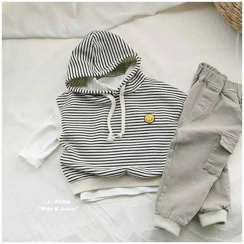 J-Room - Korean Children Fashion - #designkidswear - Stripes Hoody Vest - 7
