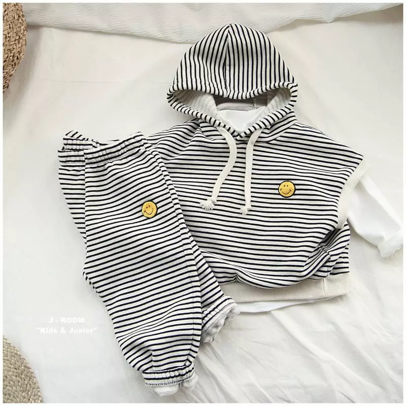 J-Room - Korean Children Fashion - #kidzfashiontrend - Stripes Hoody Vest - 12