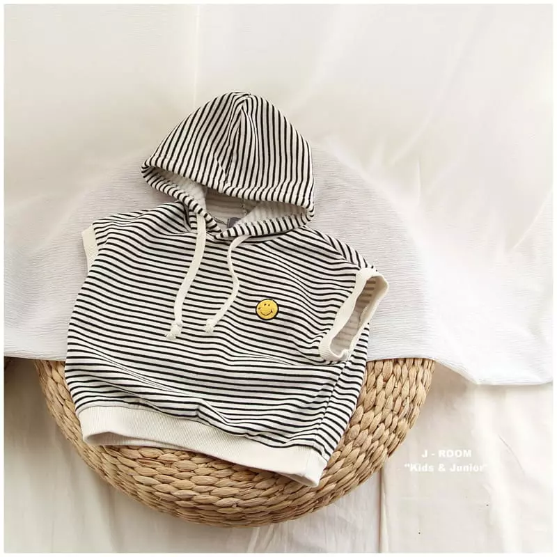 J-Room - Korean Children Fashion - #toddlerclothing - Stripes Hoody Vest - 4