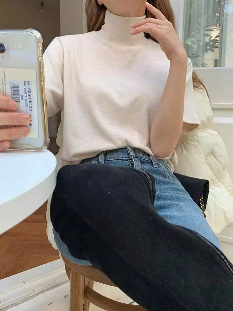 Jkichi - Korean Women Fashion - #momslook - Loose Turtlneck Tee - 2
