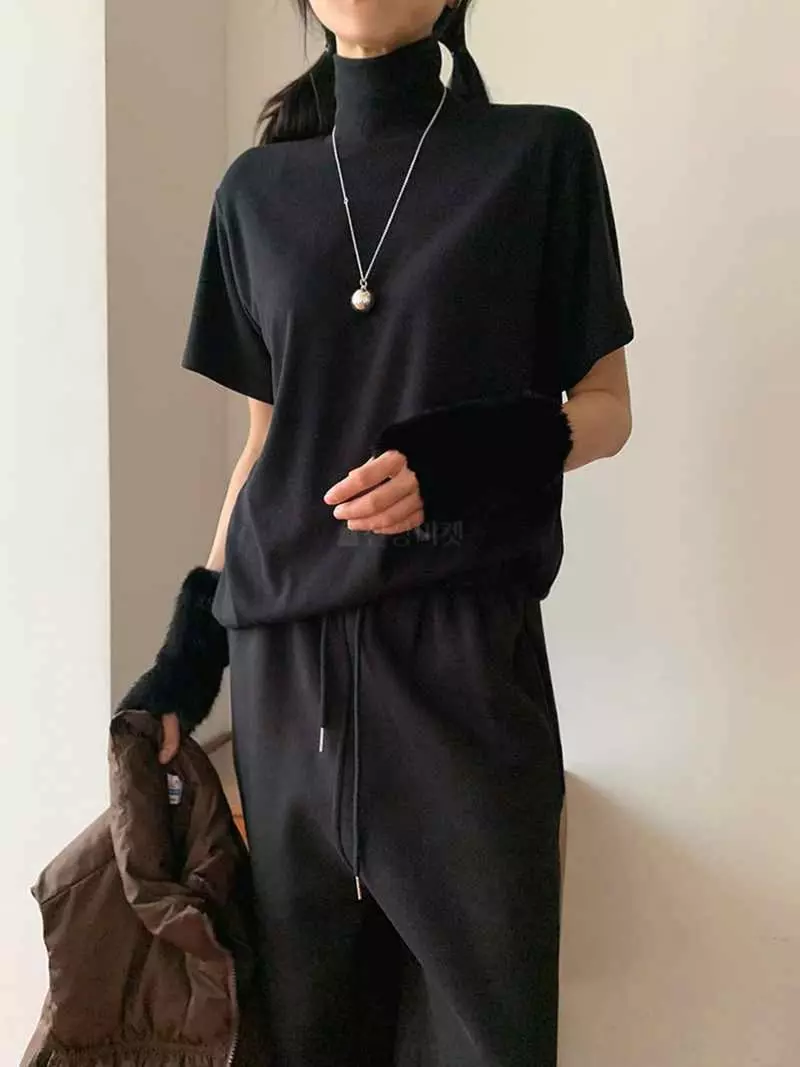 Jkichi - Korean Women Fashion - #momslook - Loose Turtlneck Tee - 6