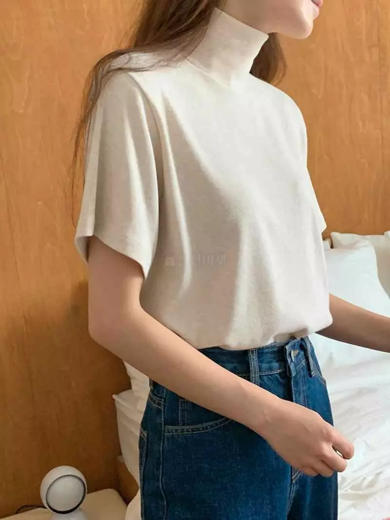 Jkichi - Korean Women Fashion - #momslook - Loose Turtlneck Tee - 8