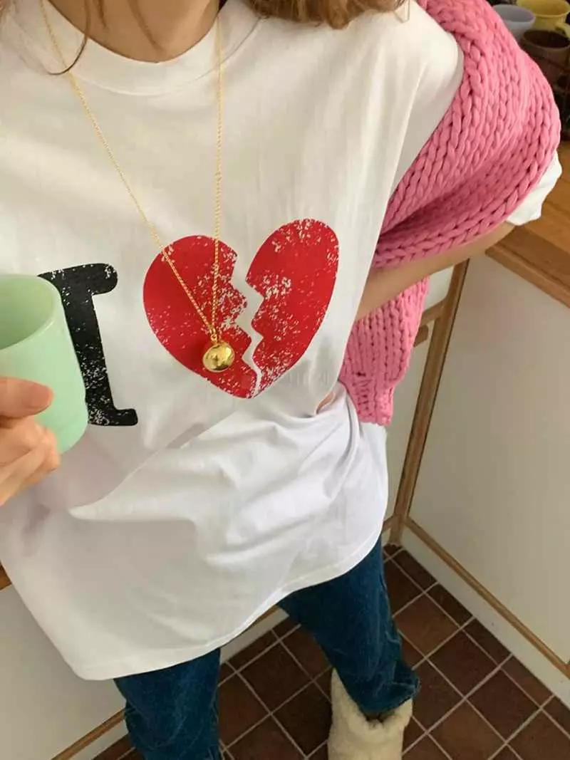 Jkichi - Korean Women Fashion - #momslook - I Heart Tee