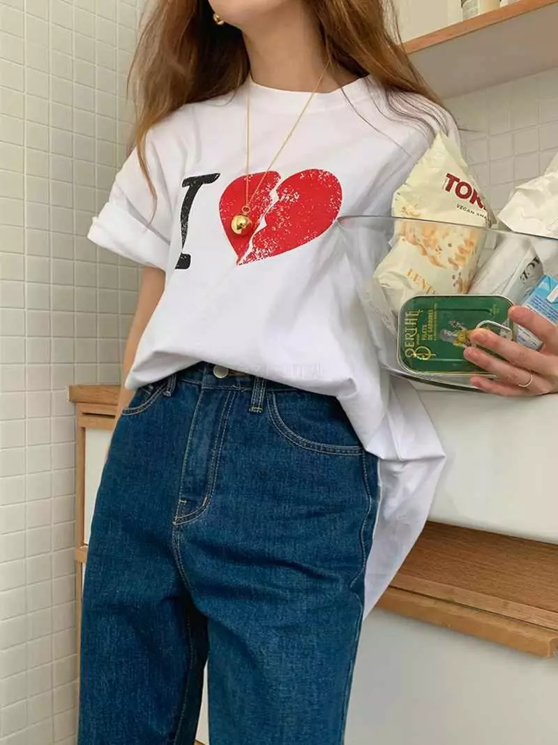 Jkichi - Korean Women Fashion - #momslook - I Heart Tee - 5
