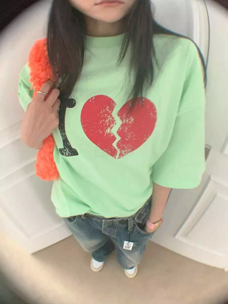 Jkichi - Korean Women Fashion - #momslook - I Heart Tee - 6