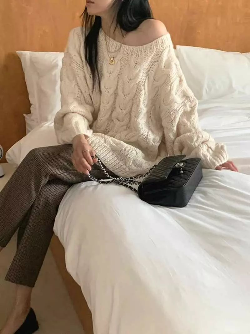 Jkichi - Korean Women Fashion - #momslook - Chucream Knit Tee - 12