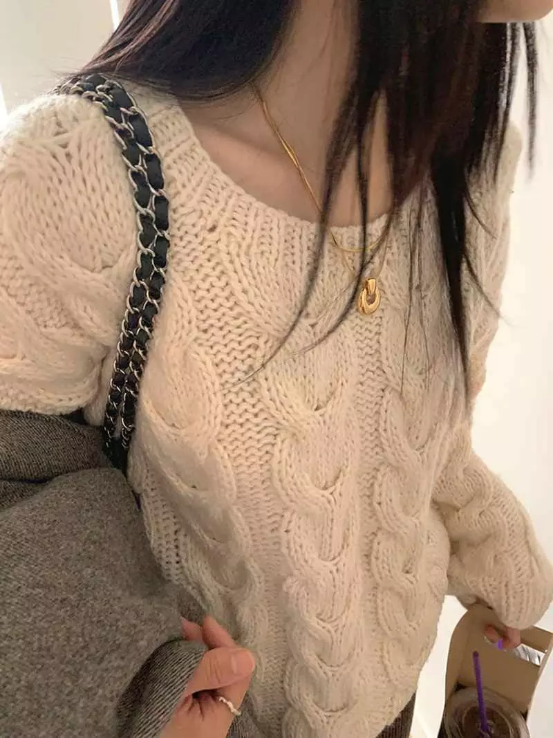 Jkichi - Korean Women Fashion - #pursuepretty - Chucream Knit Tee - 6