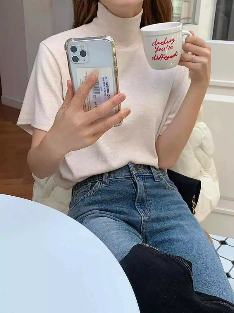 Jkichi - Korean Women Fashion - #womensfashion - Loose Turtlneck Tee