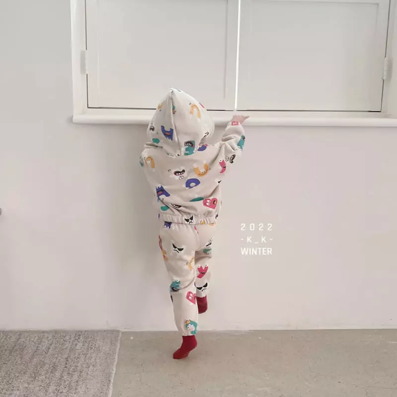 Kk - Korean Children Fashion - #Kfashion4kids - Alpabet Zip-up Set - 3
