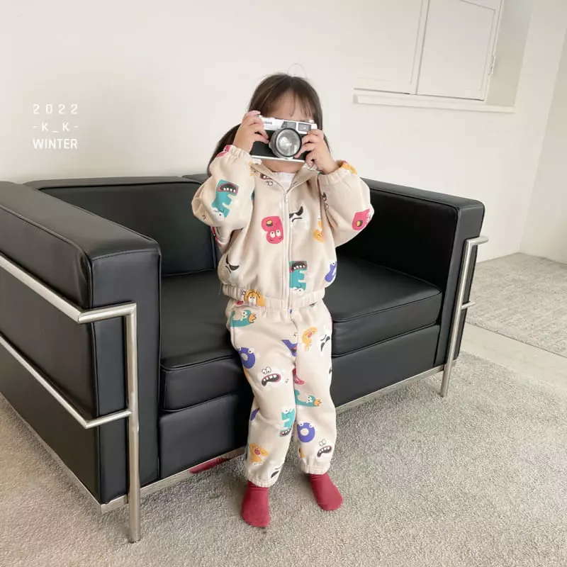 Kk - Korean Children Fashion - #kidsstore - Alpabet Zip-up Set