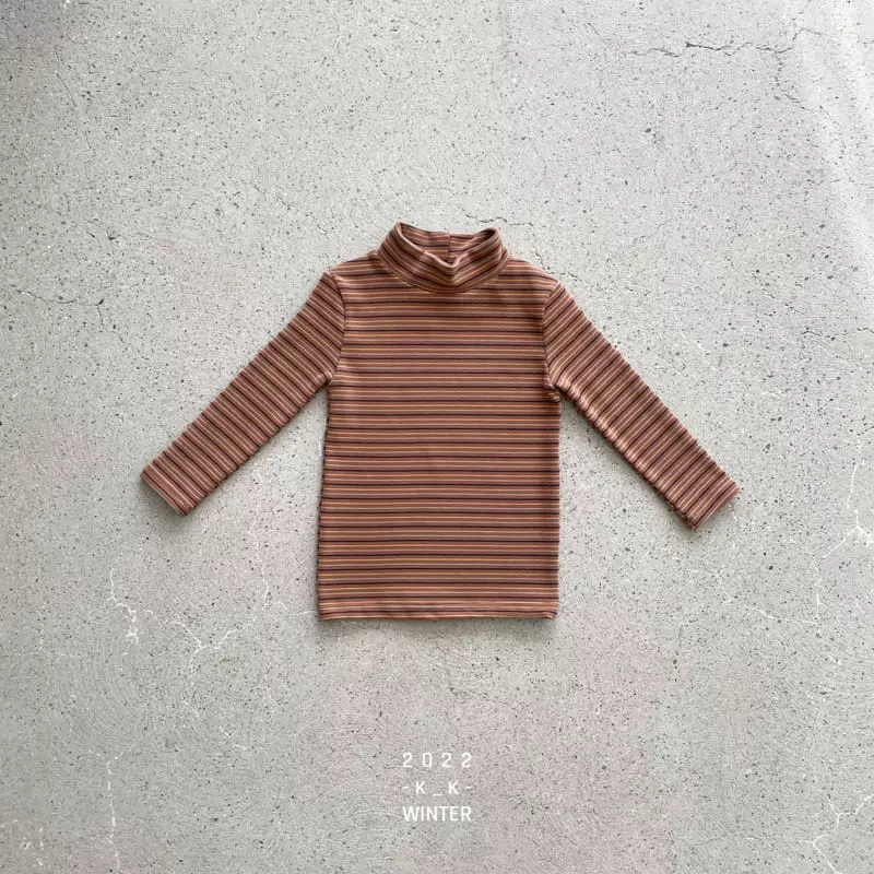 Kk - Korean Children Fashion - #magicofchildhood - Stripes Turtleneck Tee - 6